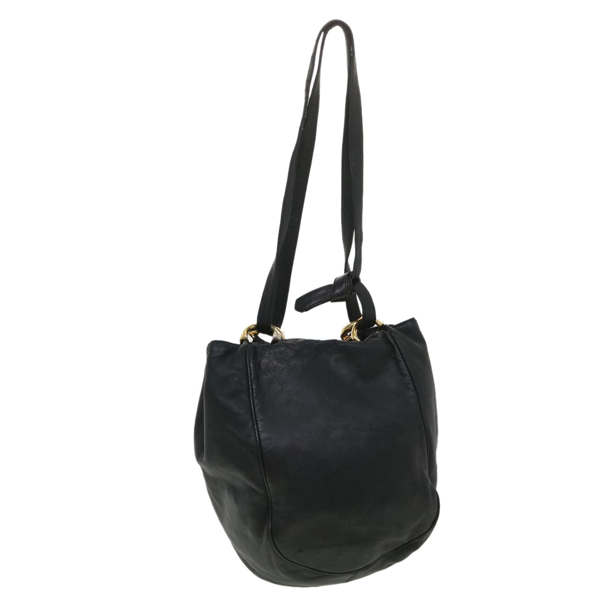 LOEWE Shoulder Bag Leather Black Auth 39398