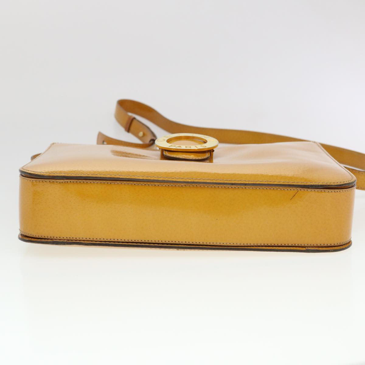 CELINE Shoulder Bag Enamel Yellow Auth 39621