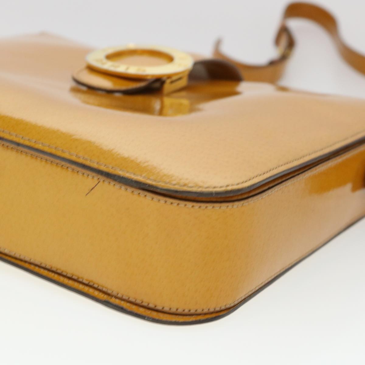 CELINE Shoulder Bag Enamel Yellow Auth 39621