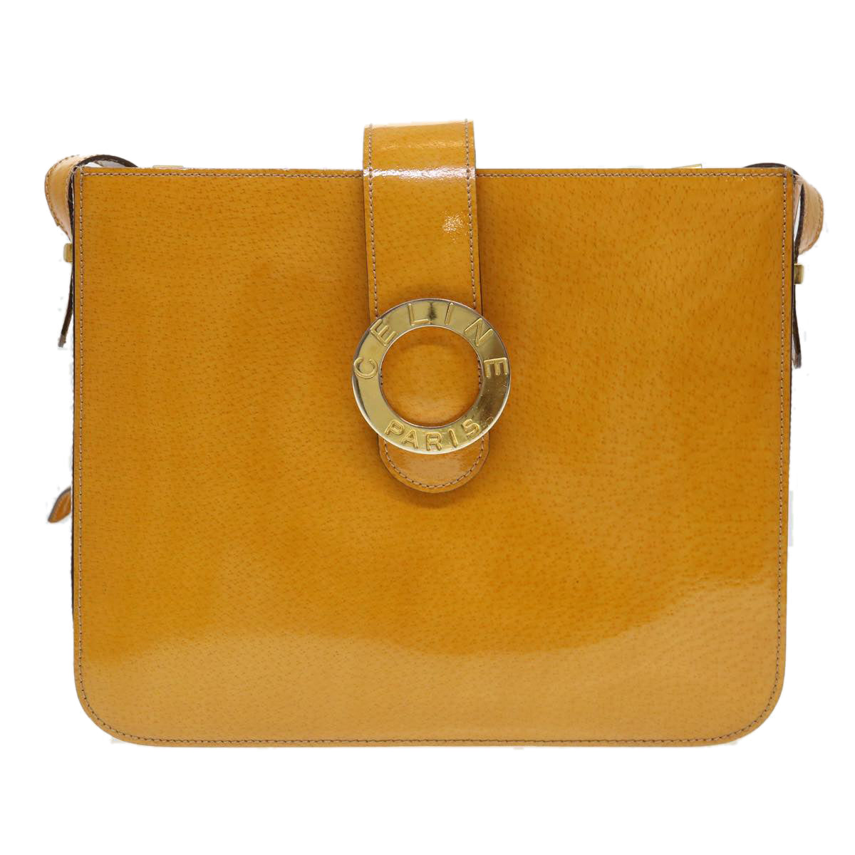 CELINE Shoulder Bag Enamel Yellow Auth 39621