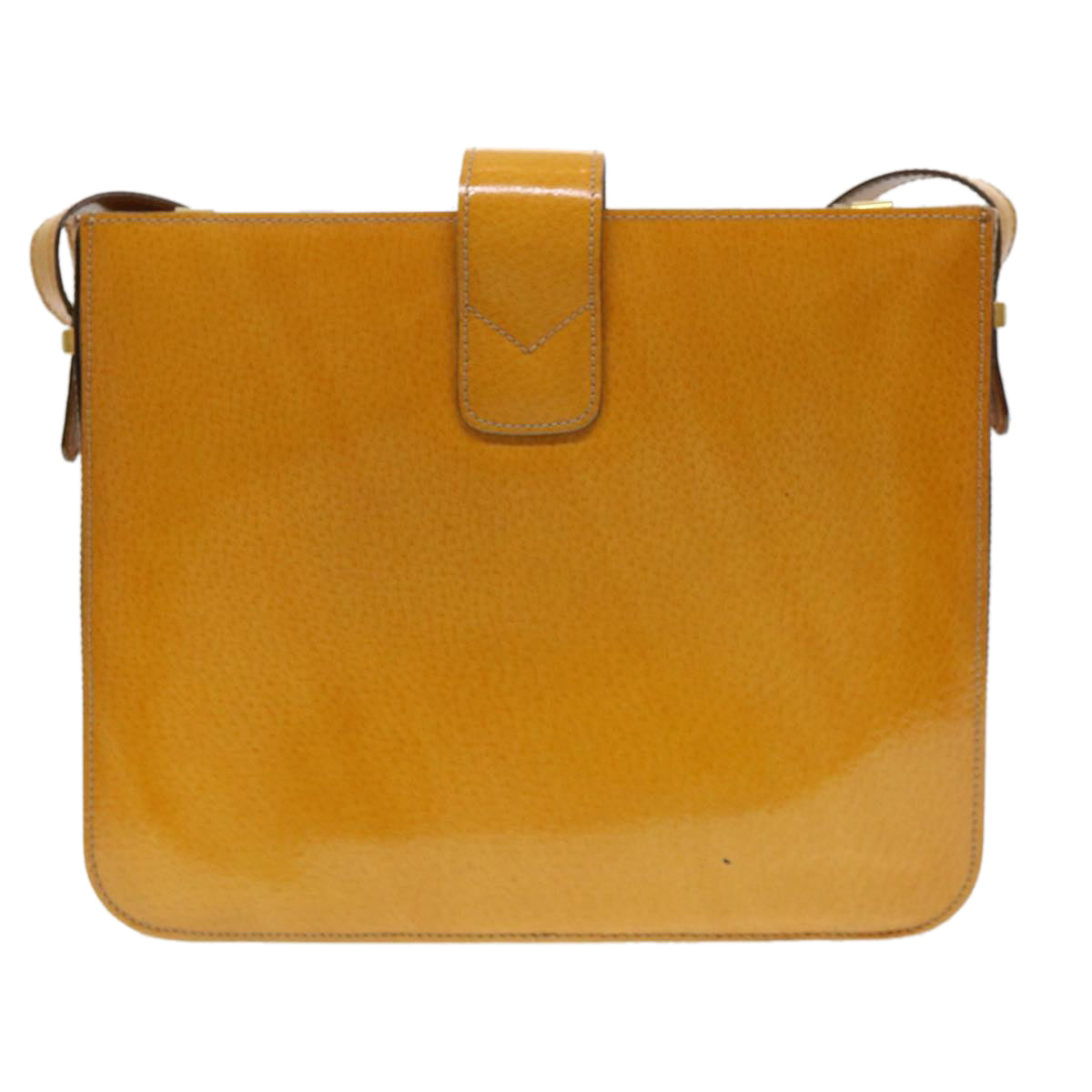 CELINE Shoulder Bag Enamel Yellow Auth 39621