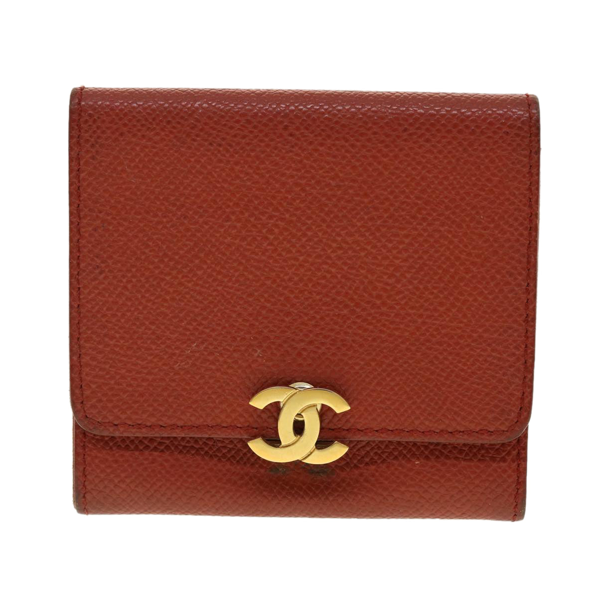 CHANEL Coin Purse Caviar Skin Red CC Auth 40052