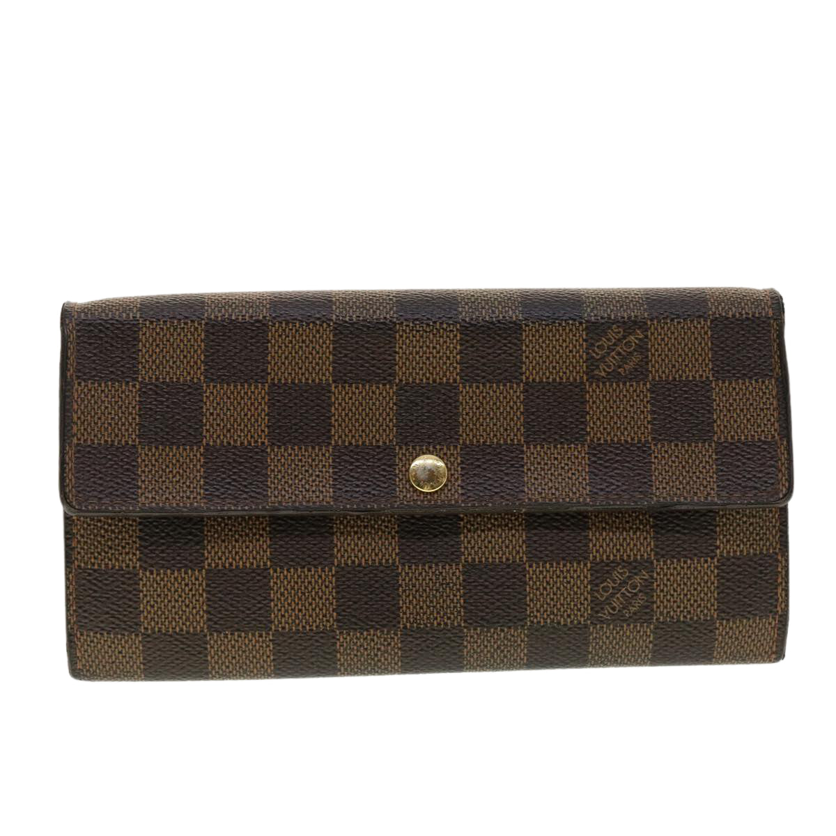 LOUIS VUITTON Damier Ebene Portefeuille Sarah Long Wallet N61734 LV Auth 40580