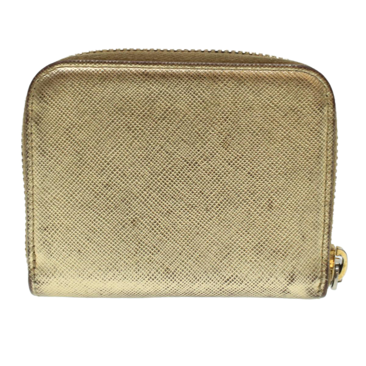 PRADA Coin Purse Leather Gold Auth 41254