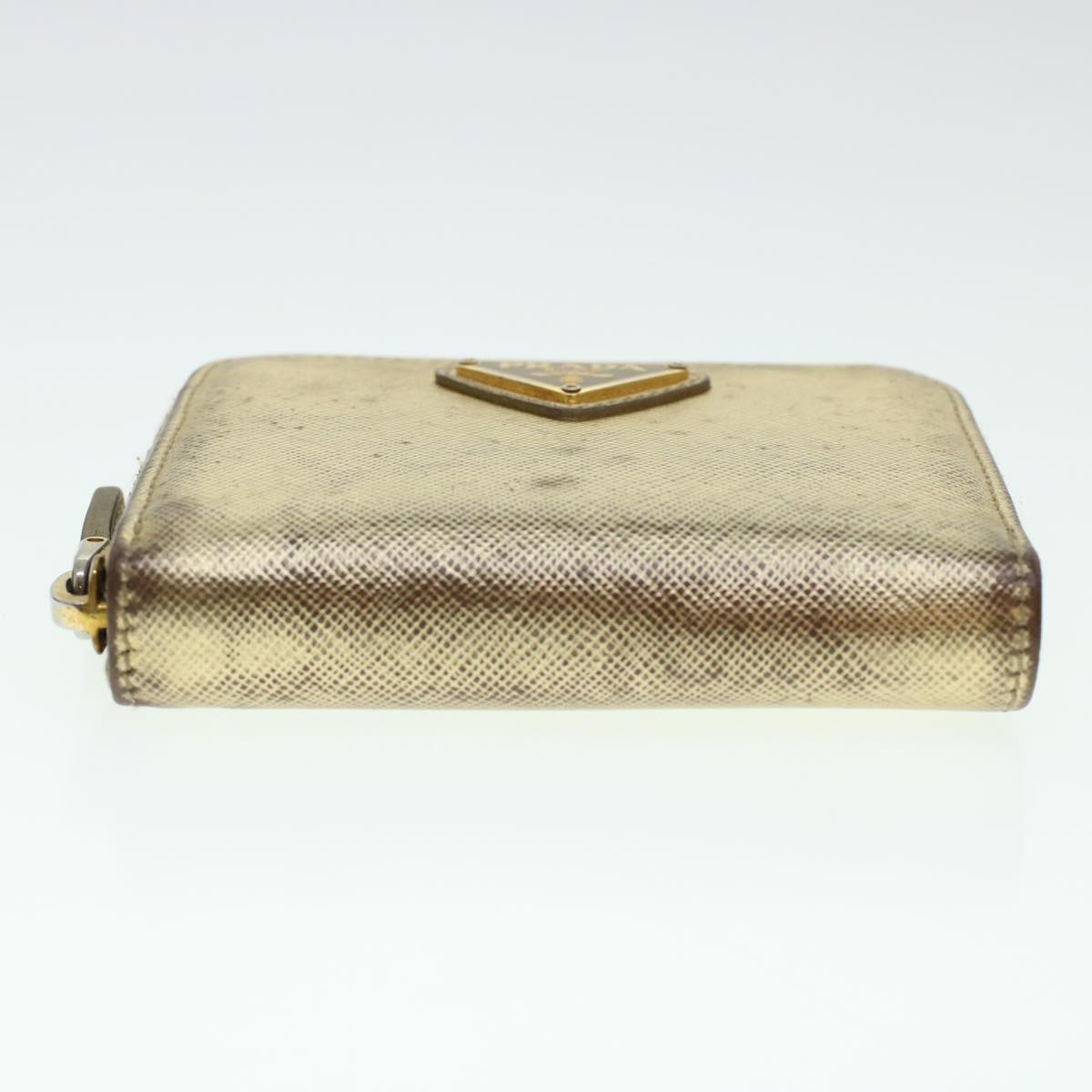 PRADA Coin Purse Leather Gold Auth 41254