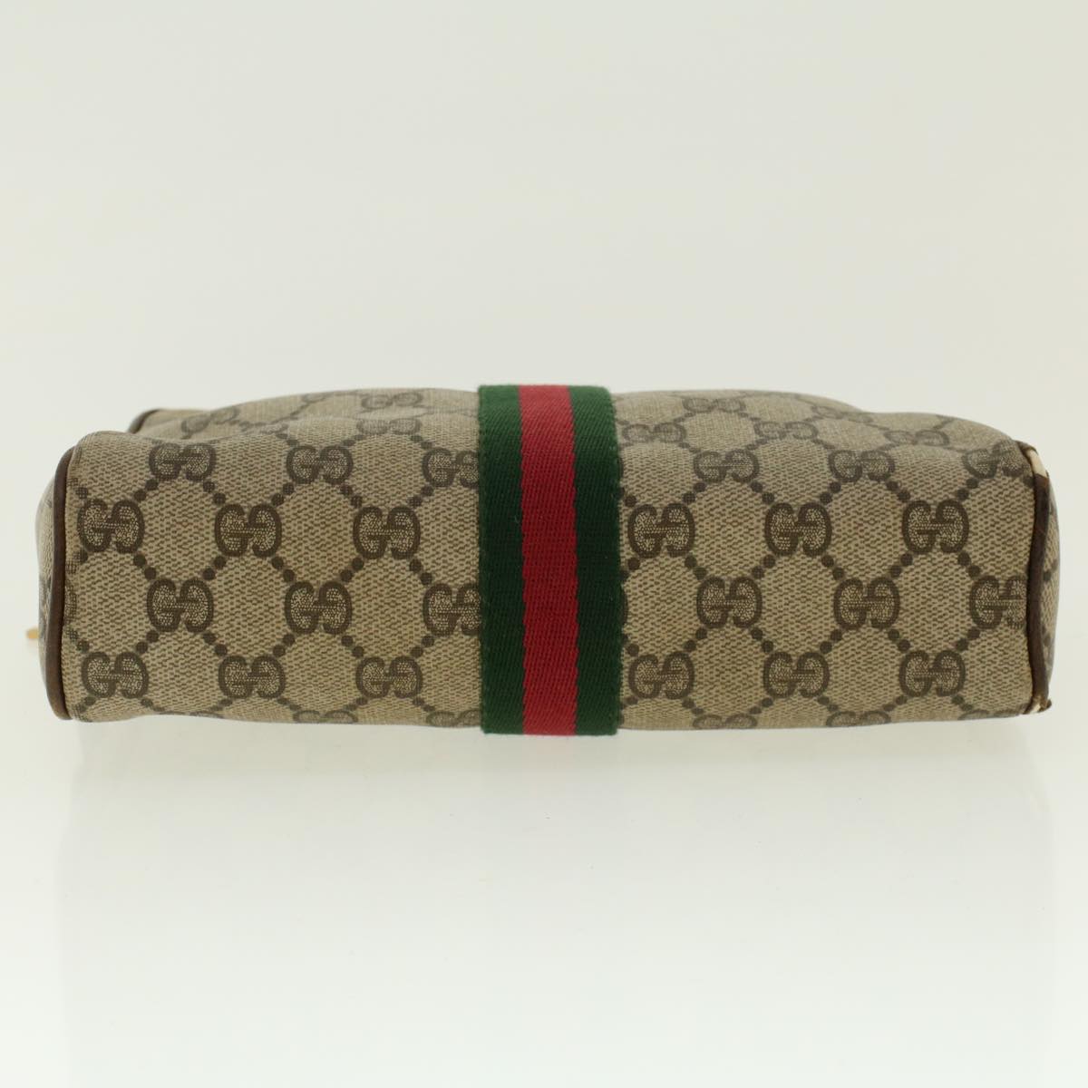 GUCCI GG Canvas Web Sherry Line Clutch Bag Beige Red Green 010.378. Auth 41257