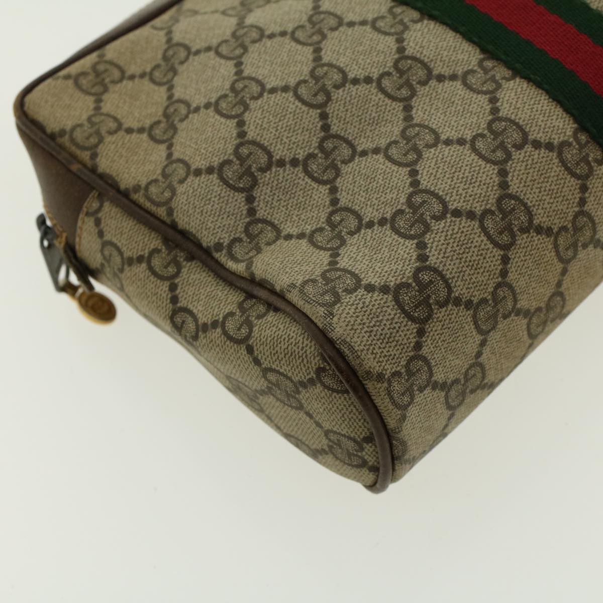 GUCCI GG Canvas Web Sherry Line Clutch Bag Beige Red Green 010.378. Auth 41257