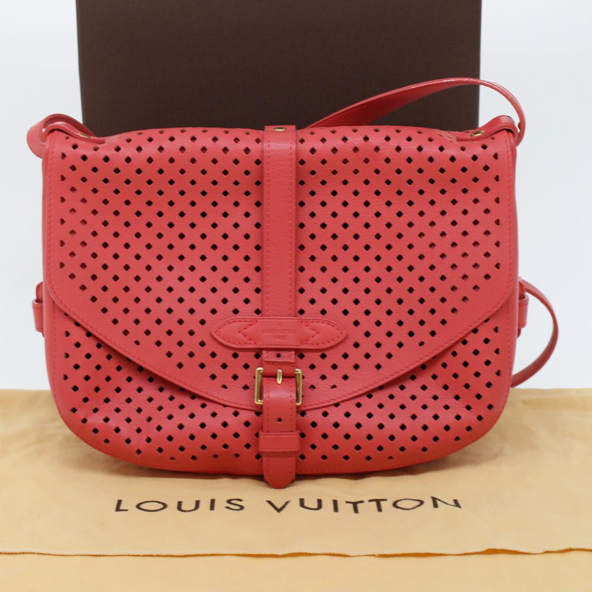 LOUIS VUITTON Perfo Furore Saumur Shoulder Bag Pink LV Auth 41755SAM