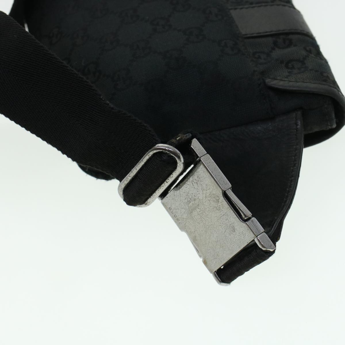 GUCCI GG Canvas Waist bag Black 145851 Auth 42185