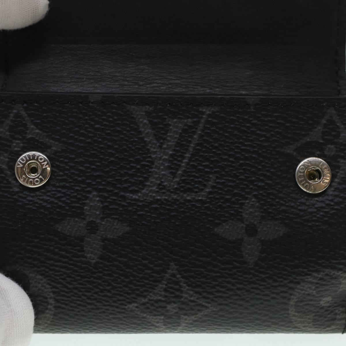 LOUISVUITTON Monogram Eclipse Reverse Discovery Compact Wallet M45417 Auth 42524