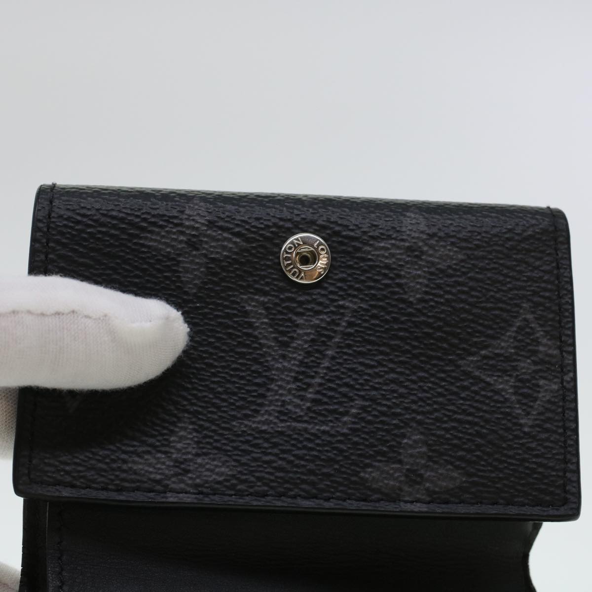 LOUISVUITTON Monogram Eclipse Reverse Discovery Compact Wallet M45417 Auth 42524