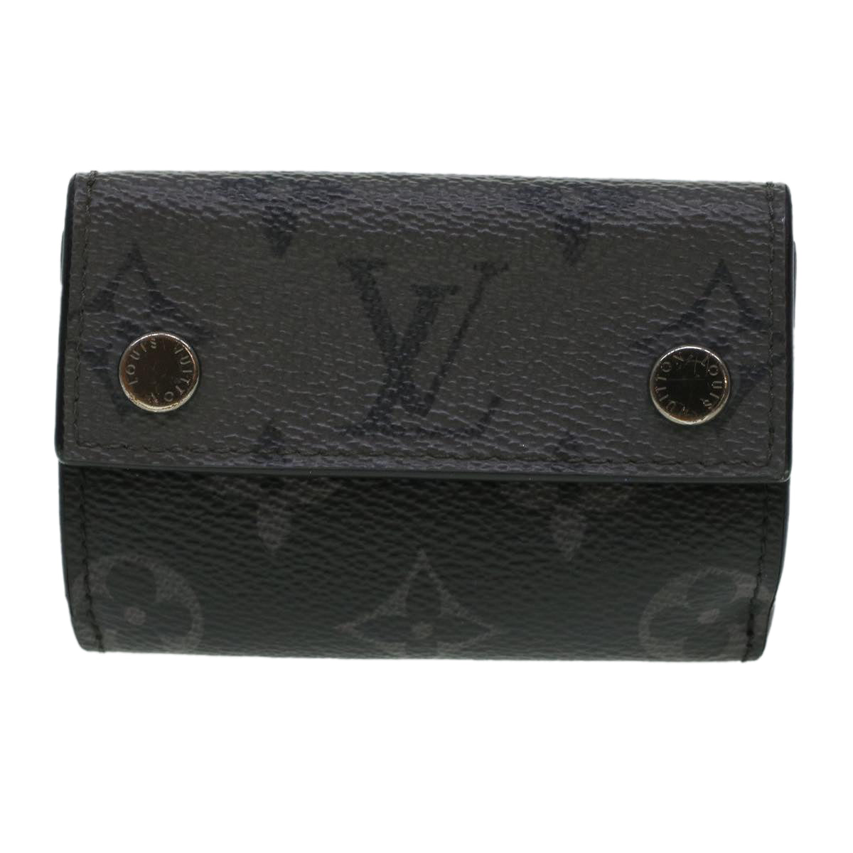 LOUISVUITTON Monogram Eclipse Reverse Discovery Compact Wallet M45417 Auth 42524