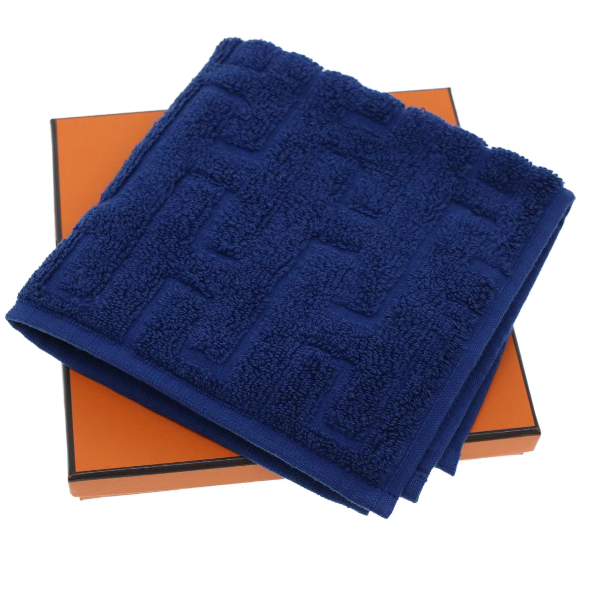 HERMES Towel Cotton Blue Navy Auth 42849