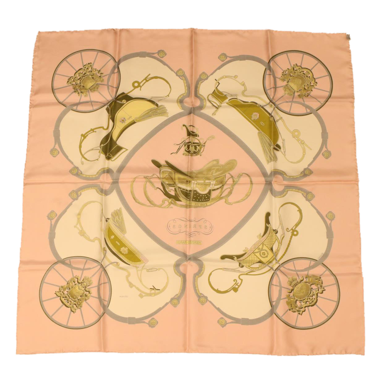 HERMES Carre 90 SPRINGS Scarf Silk Pink Auth 42852