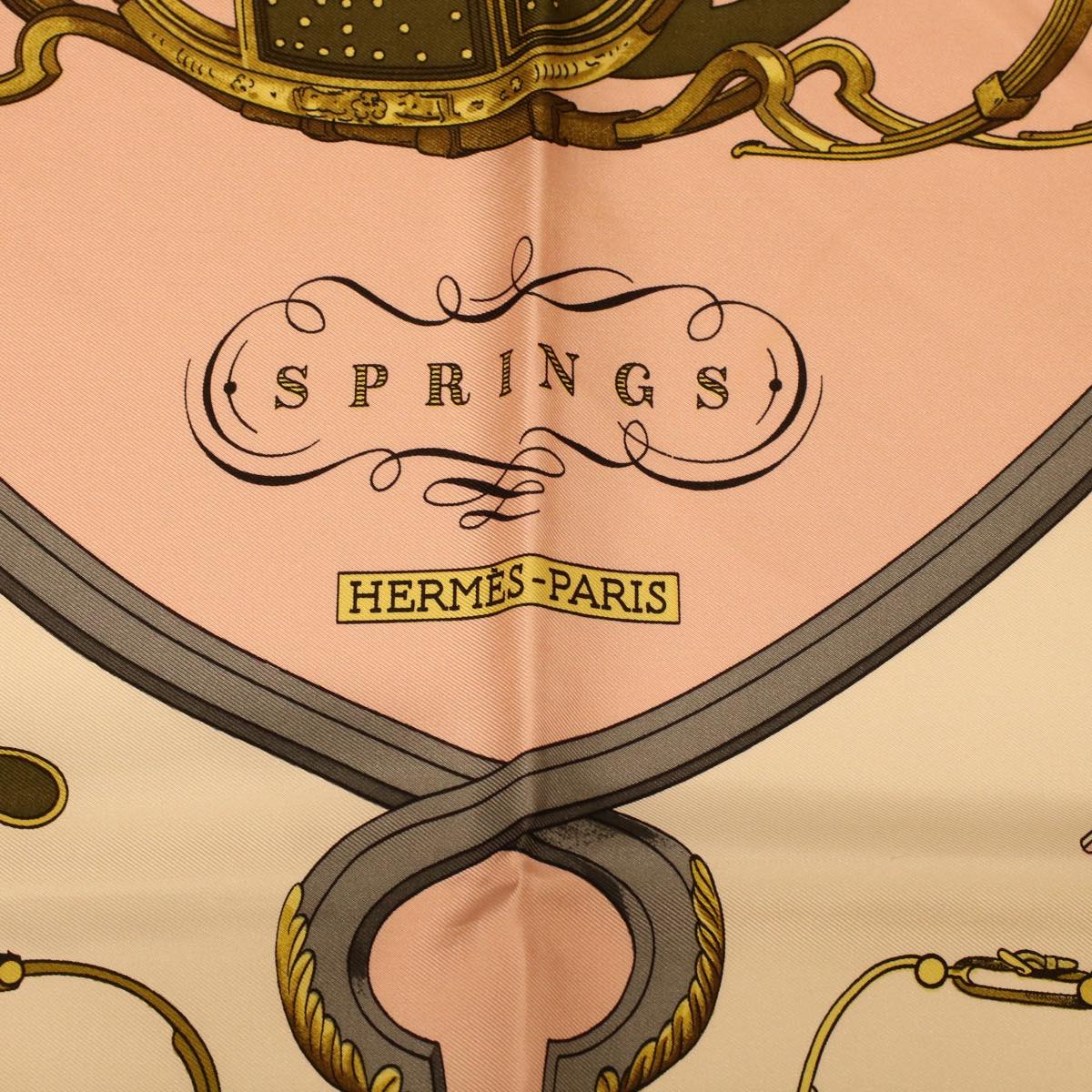 HERMES Carre 90 SPRINGS Scarf Silk Pink Auth 42852