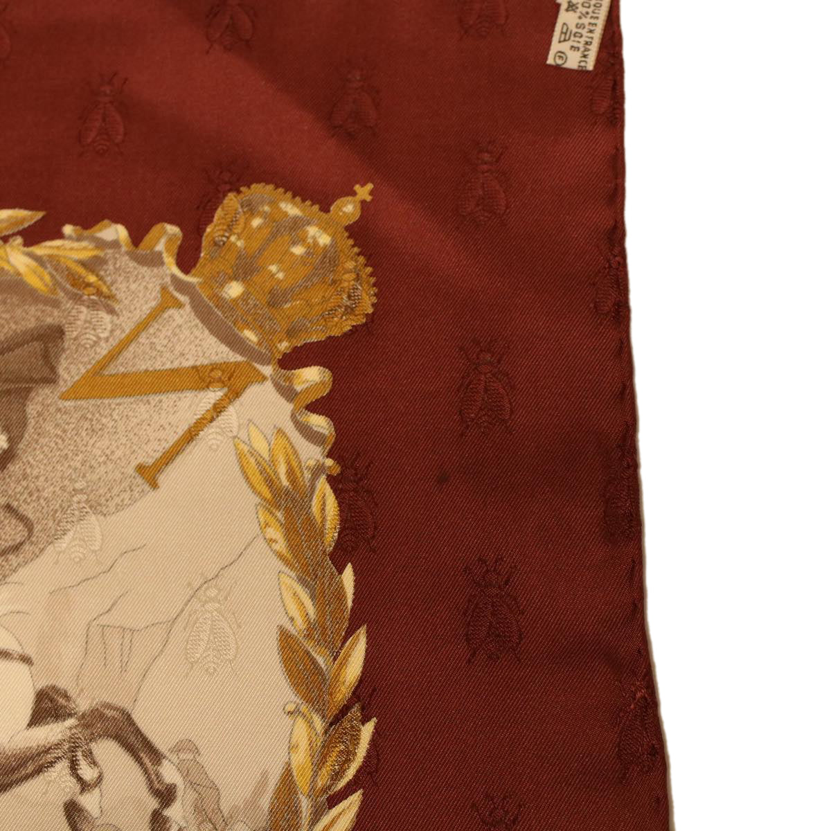 HERMES Carre 90 NAPOLEON Scarf Silk Wine Red Auth 42854