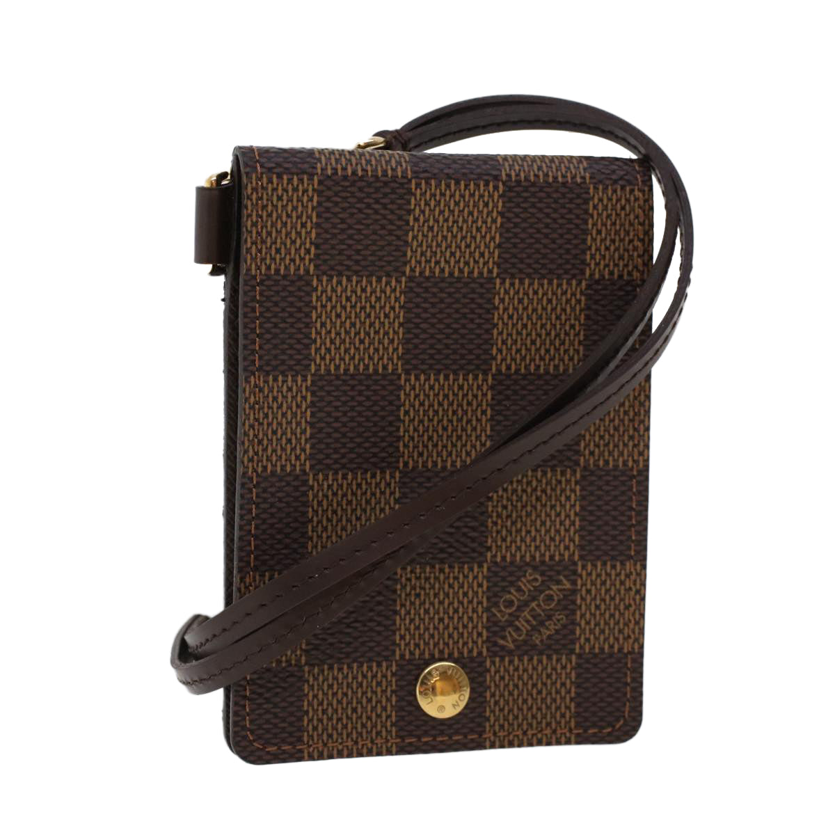 LOUIS VUITTON Damier Ebene Porte Cartes ID Bandouliere Case N60016 LV Auth 42958