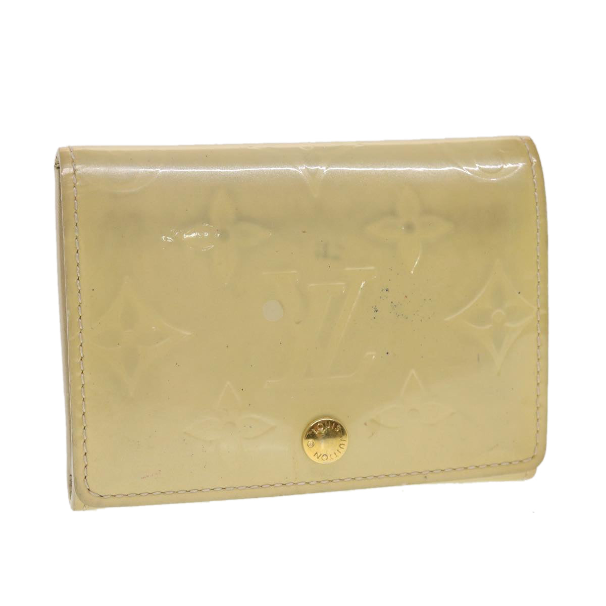 LOUIS VUITTON Vernis Anvelop Cult De Vuitto Card Case Beige M91407 LV Auth 43027