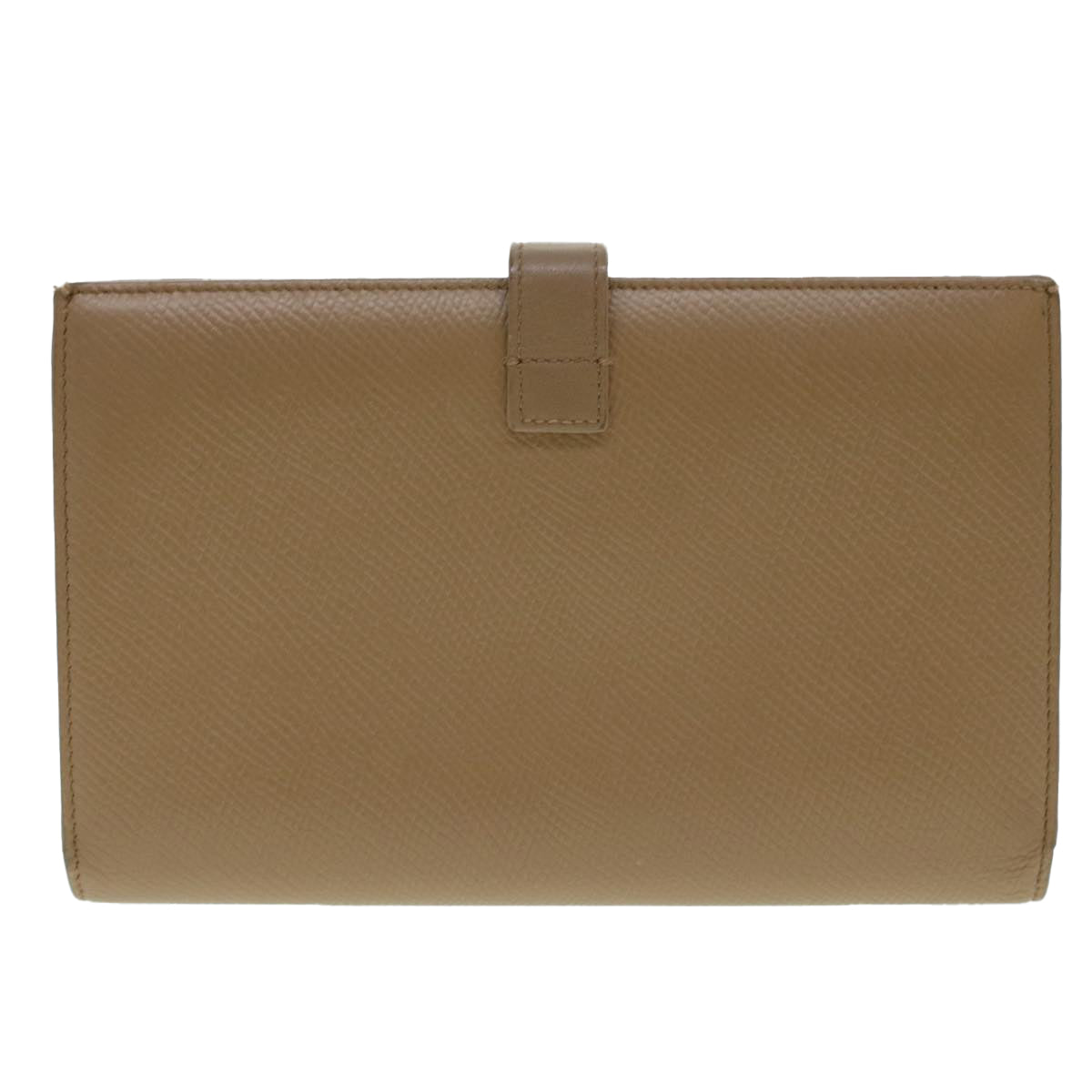 CELINE Long Wallet Leather Beige Auth 43575