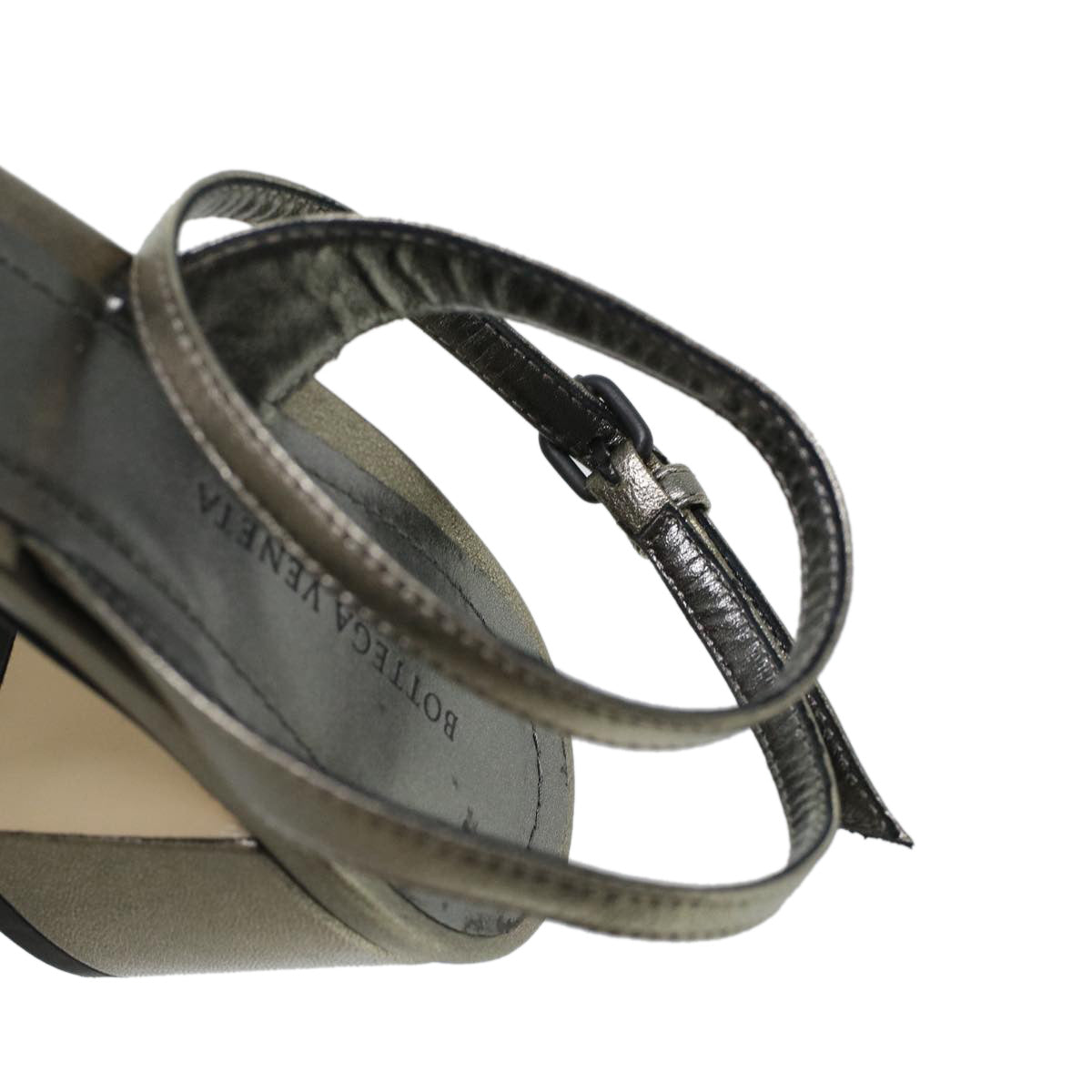 BOTTEGA VENETA High Heels Leather Silver Auth 43791