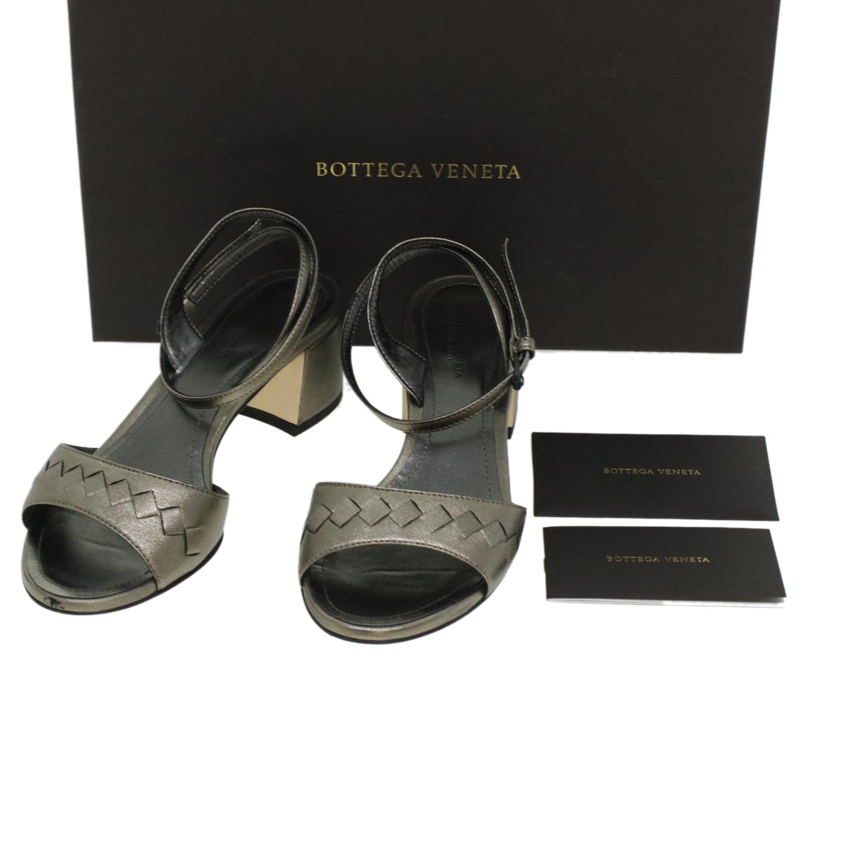 BOTTEGA VENETA High Heels Leather Silver Auth 43791