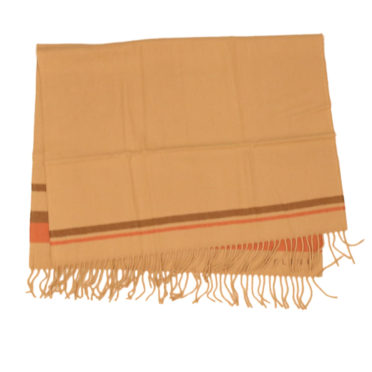 CELINE Scarf Wool Beige Red FIT6003813 Auth 43803