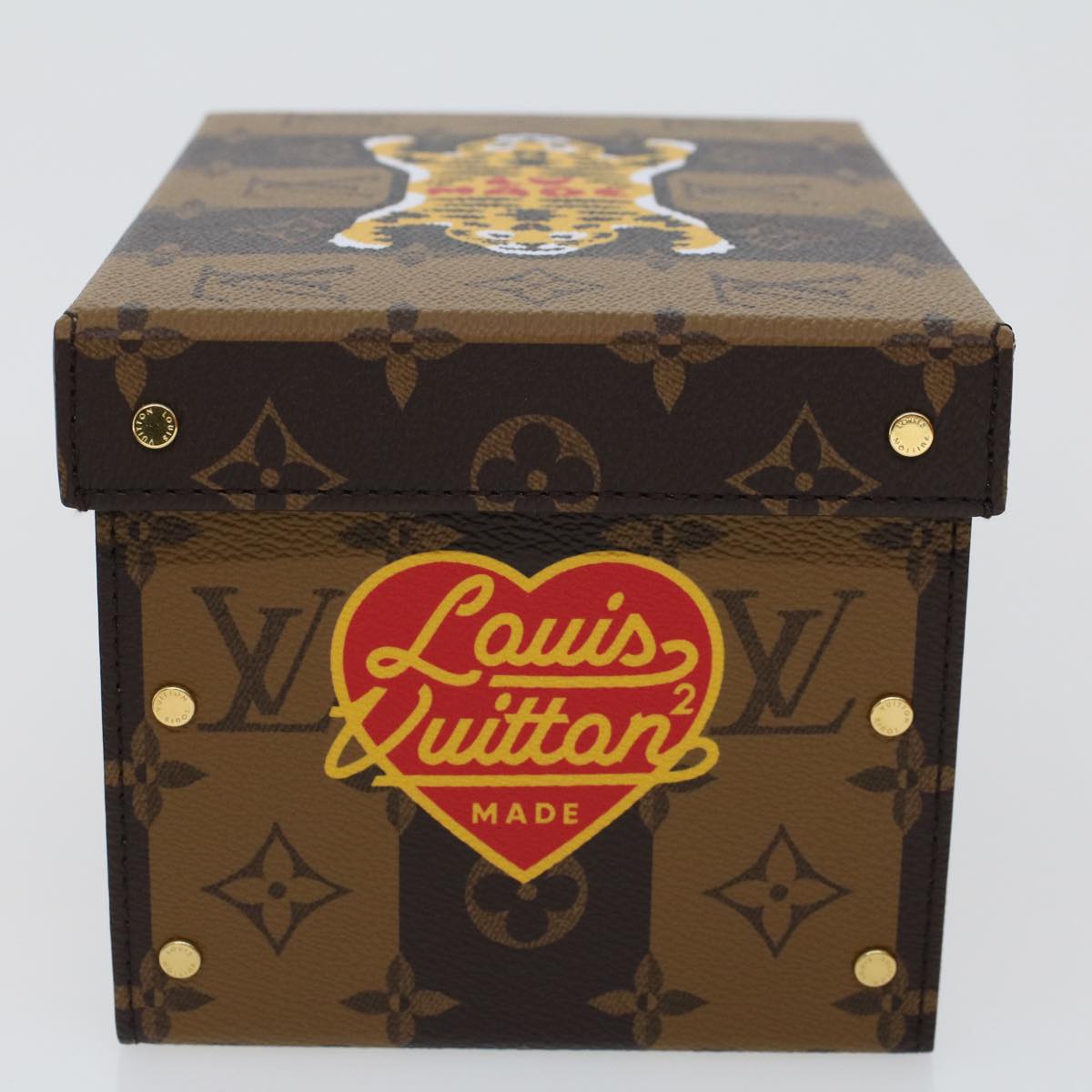 LOUIS VUITTON Stripe Tiger Cardboard Box NIGO Case Brown GI0718 LV Auth 43816SM