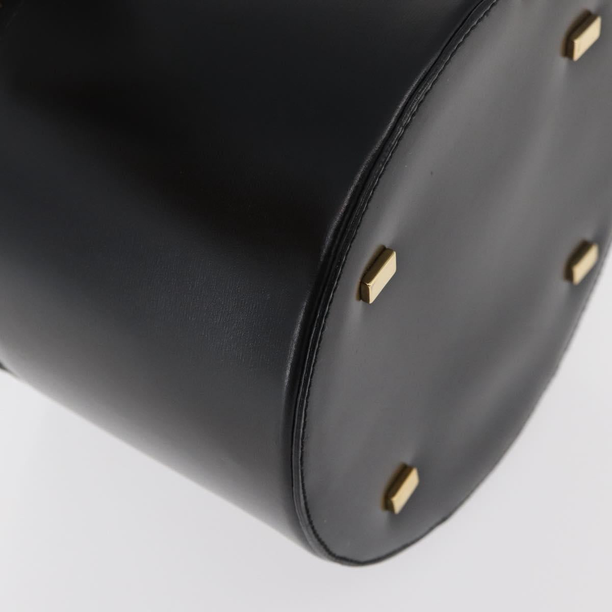CELINE Vanity Cosmetic Pouch Leather Black Gold Auth 43930