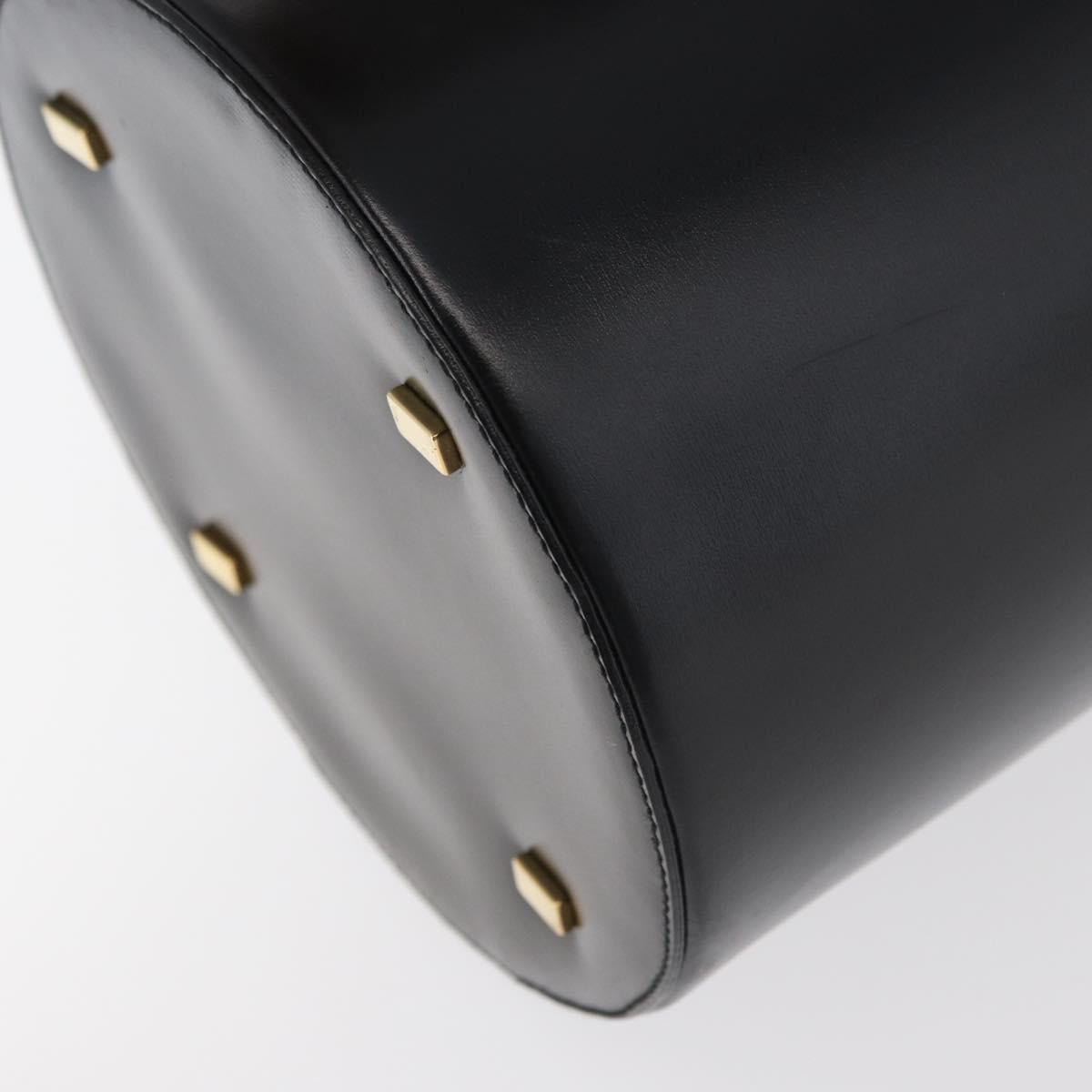 CELINE Vanity Cosmetic Pouch Leather Black Gold Auth 43930
