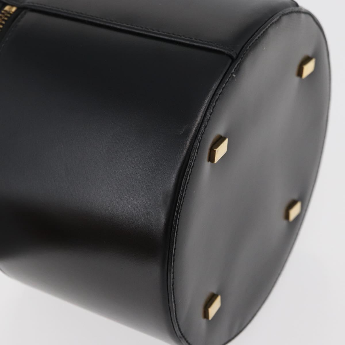 CELINE Vanity Cosmetic Pouch Leather Black Gold Auth 43930