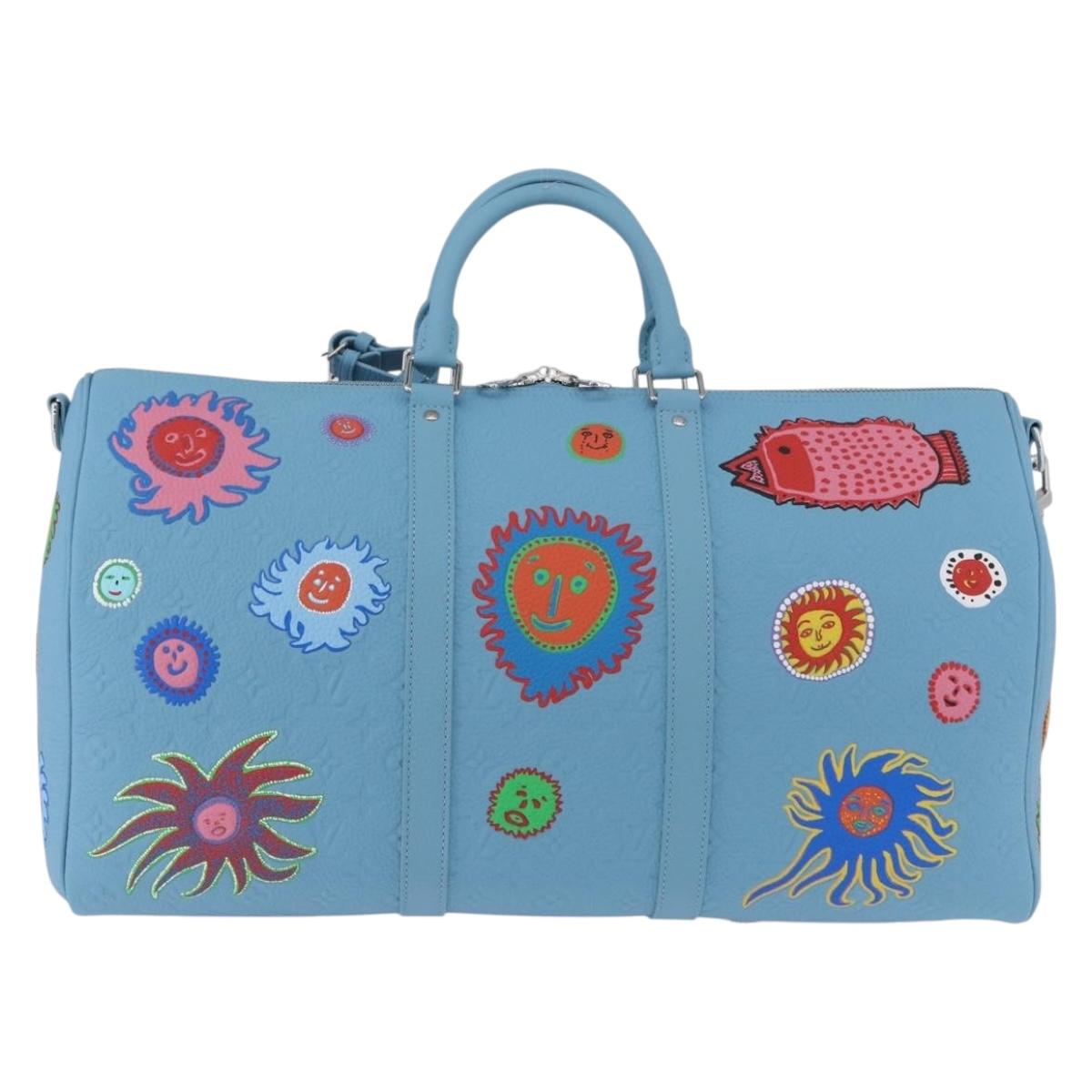 LOUIS VUITTON Keepall Bandouliere 50 Taurillon Leather Blue M21713 Auth 44062SM
