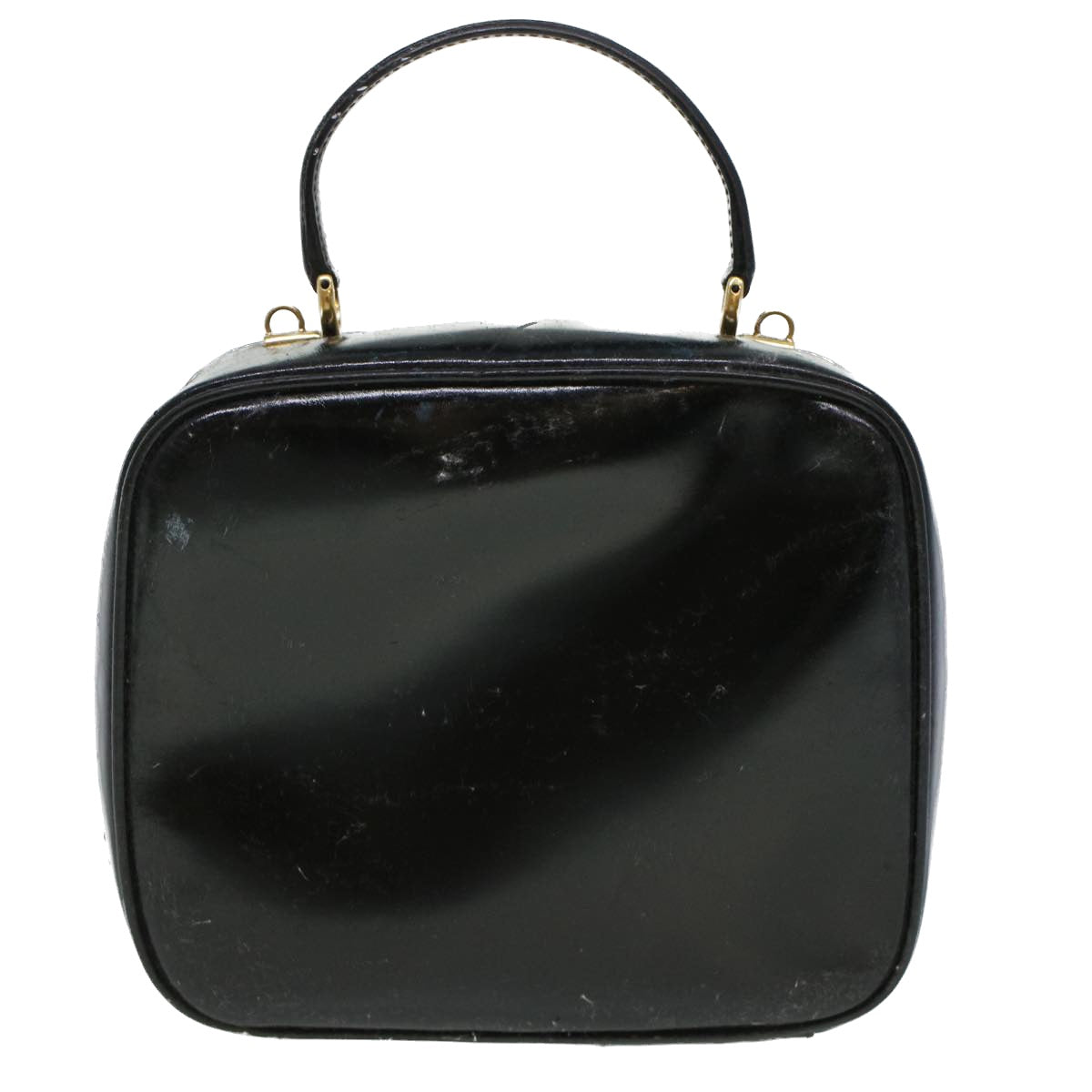 GUCCI Vanity Cosmetic Pouch Enamel 2way Black Auth 44406