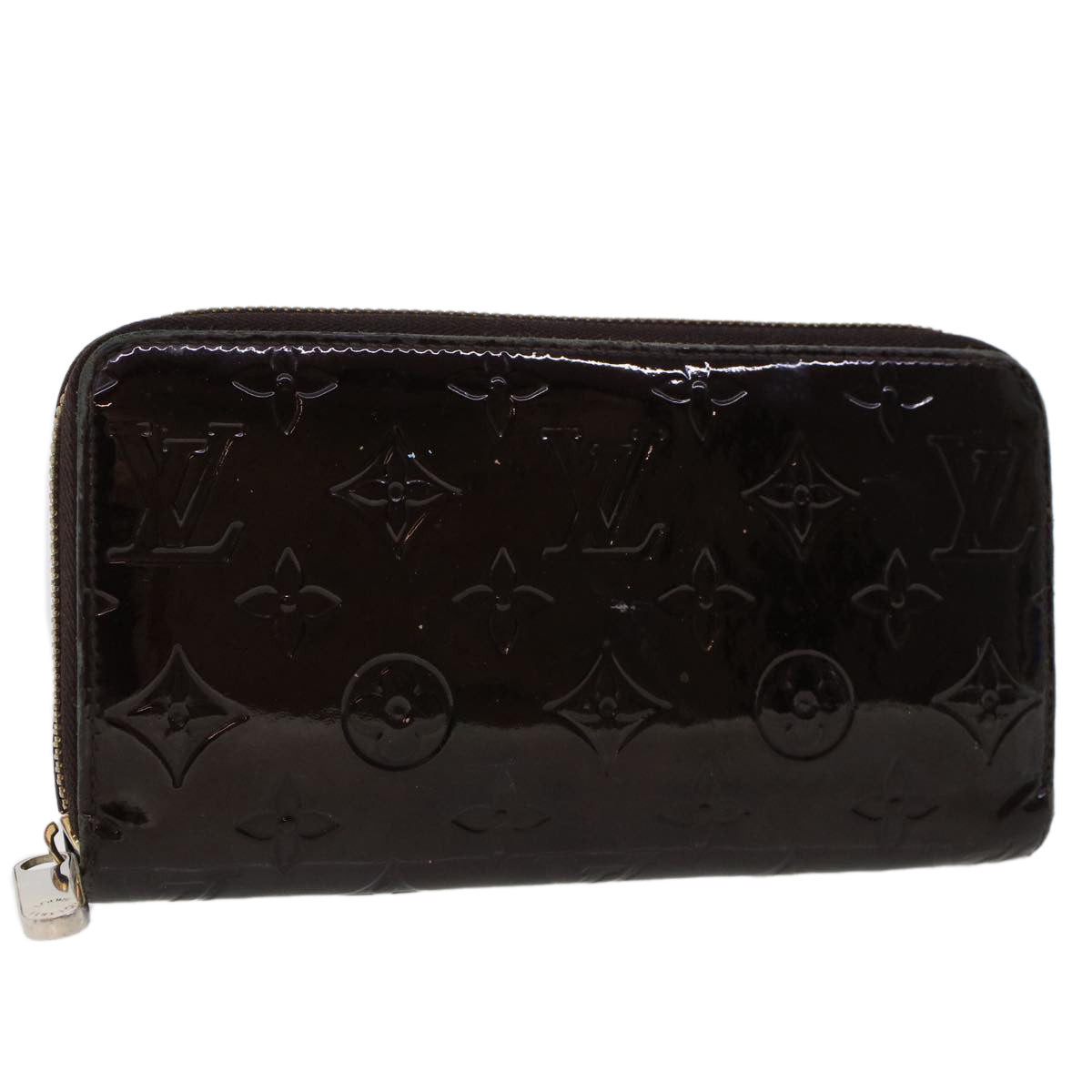 LOUIS VUITTON Monogram Vernis Zippy Wallet Wallet Amarante M93522 LV Auth 44656