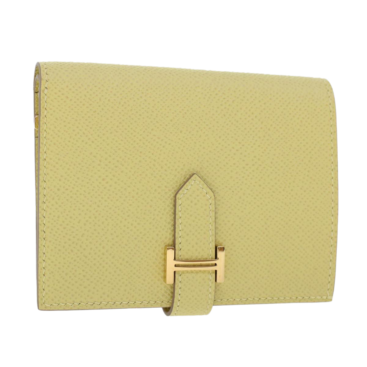 HERMES Bearn Compact Wallet Epsom Yellow Auth 45049A