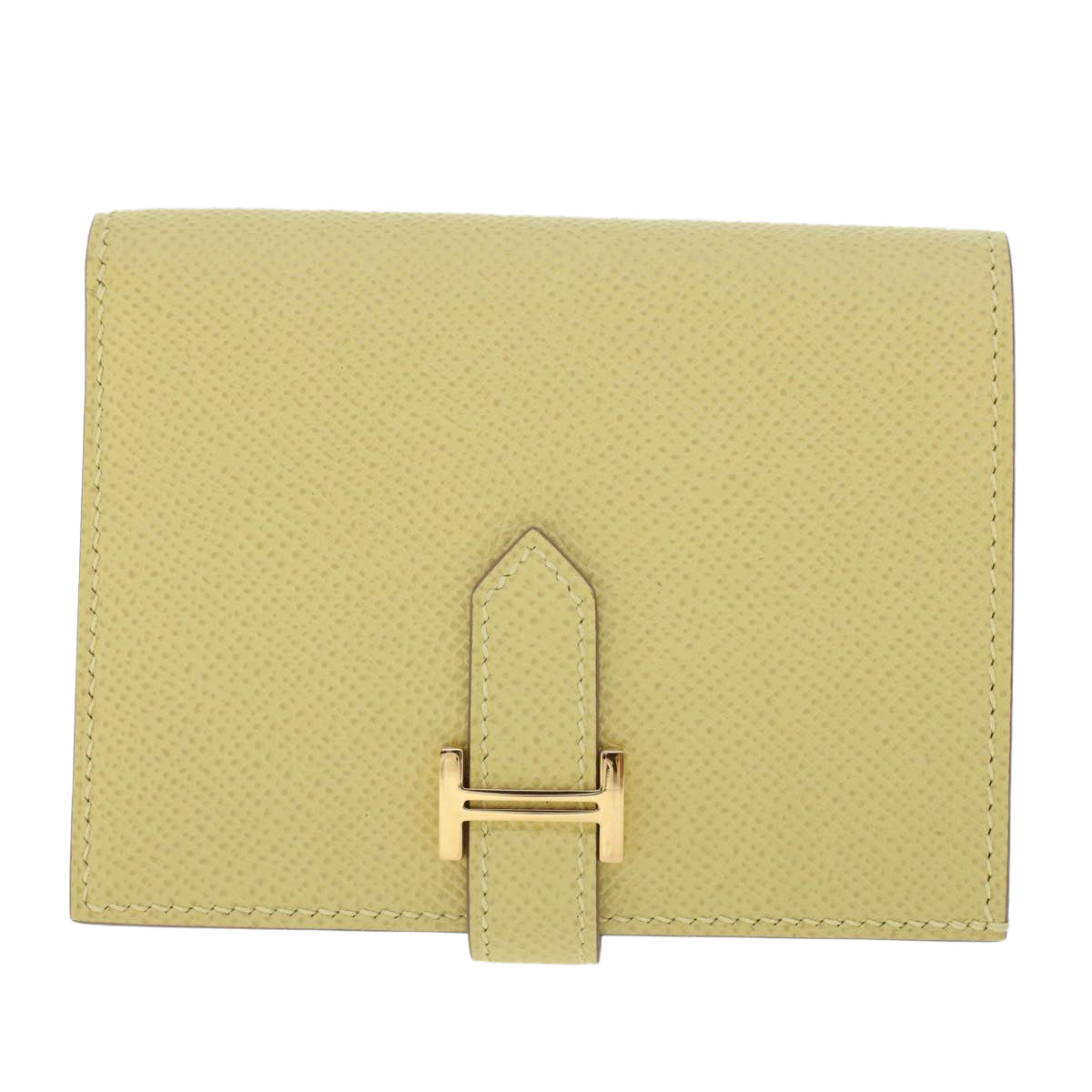 HERMES Bearn Compact Wallet Epsom Yellow Auth 45049A