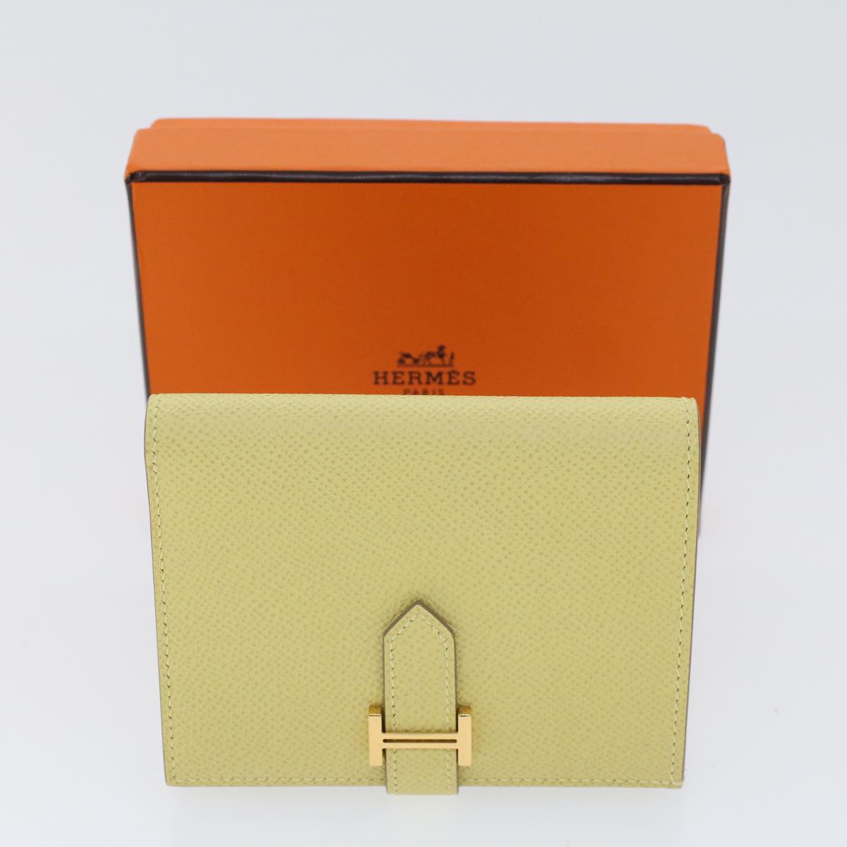 HERMES Bearn Compact Wallet Epsom Yellow Auth 45049SM