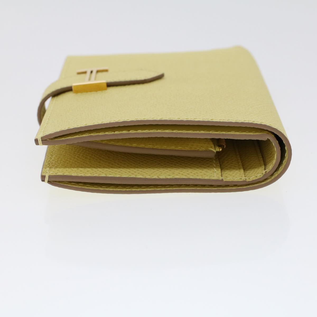 HERMES Bearn Compact Wallet Epsom Yellow Auth 45049A