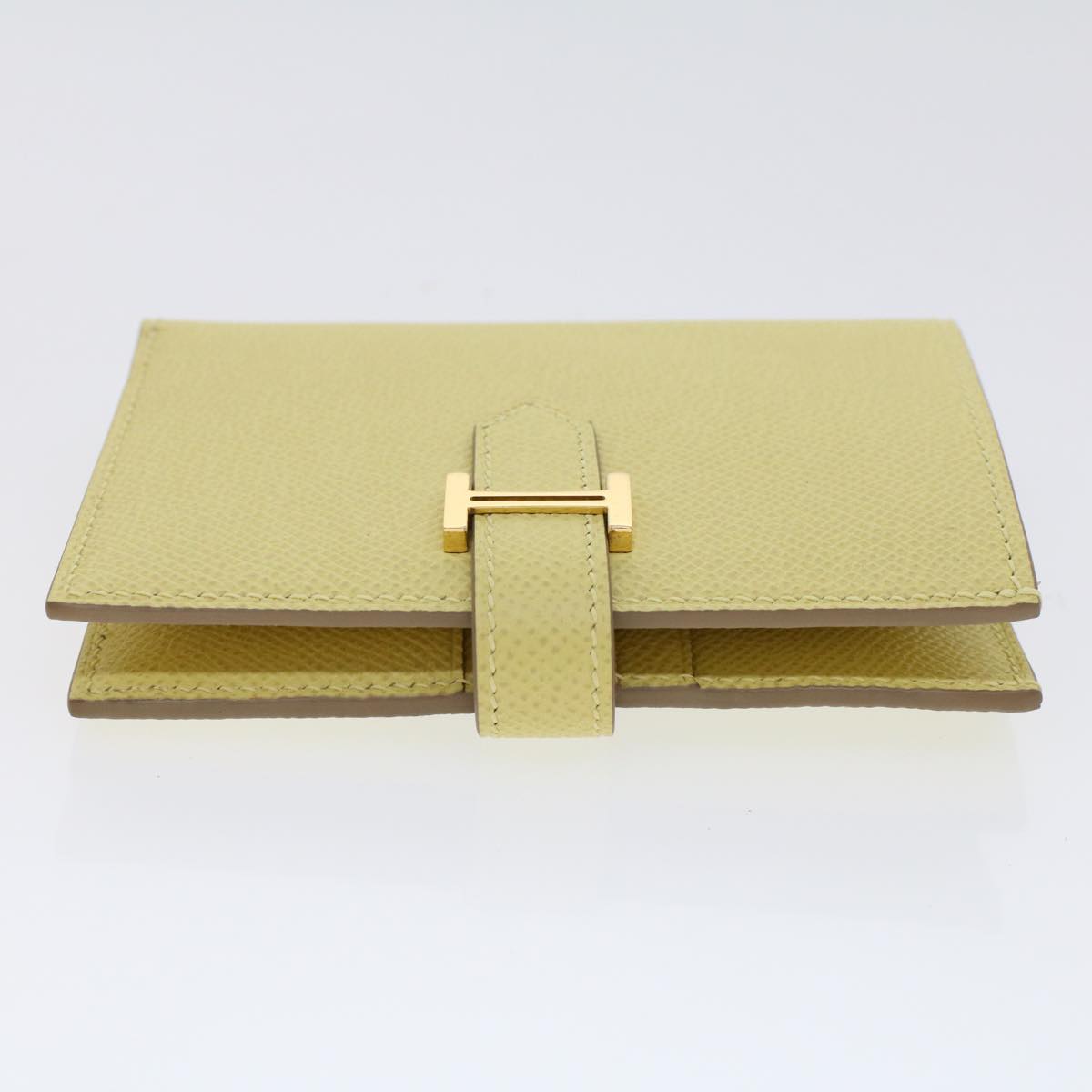 HERMES Bearn Compact Wallet Epsom Yellow Auth 45049A