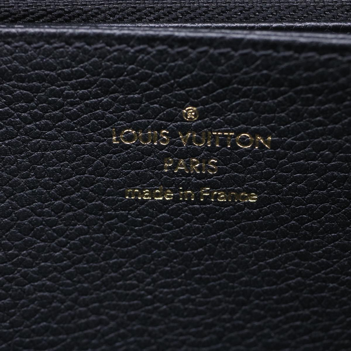 LOUIS VUITTON Monogram Empreinte Zippy Wallet Black Beige M80481 LV Auth 45062