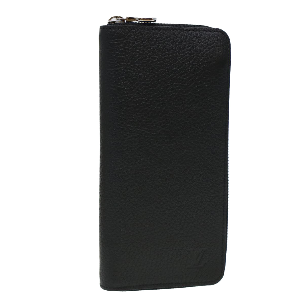 LOUIS VUITTON Zippy Wallet Vertical Taurillon Leather Black M58804 Auth 45066A