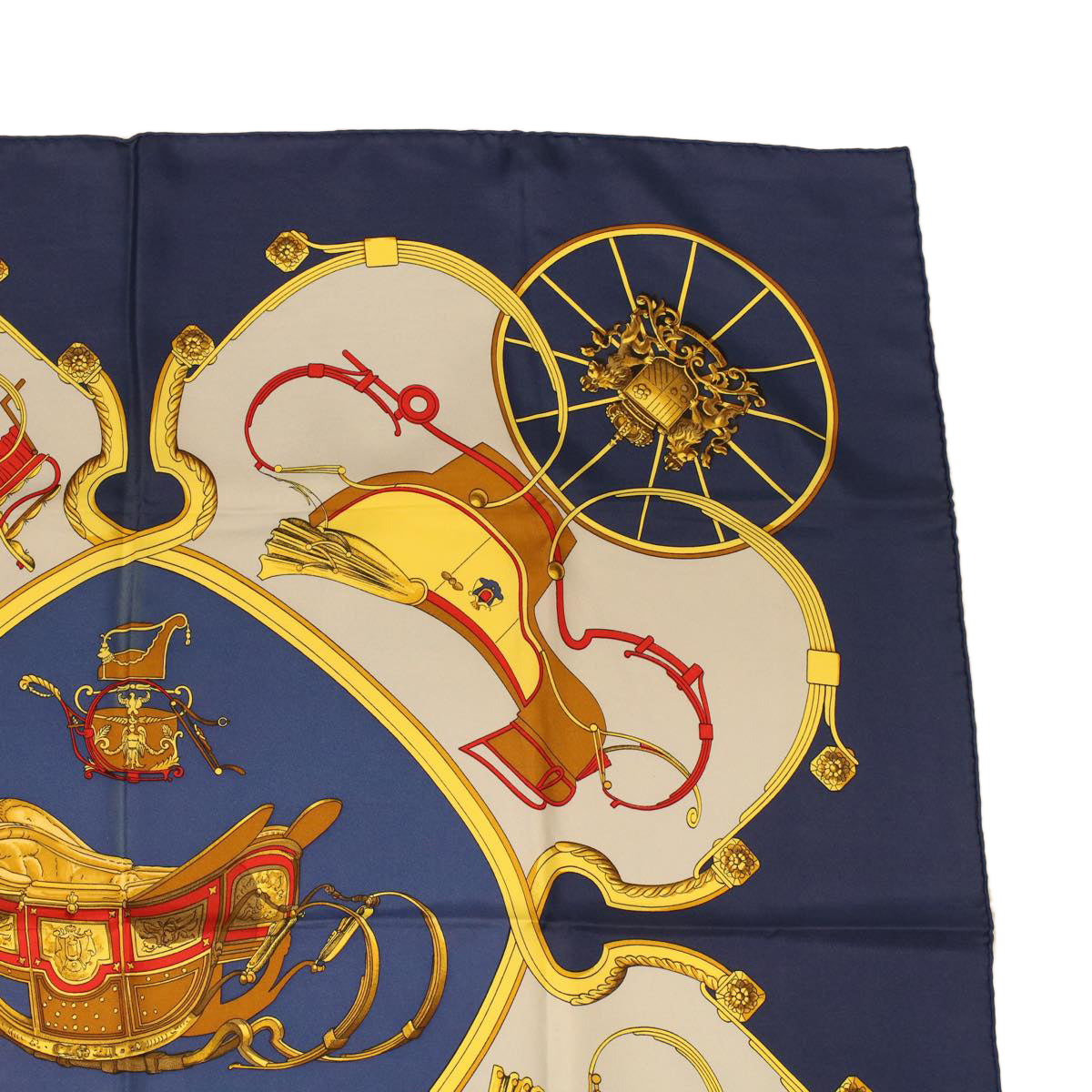 HERMES Carre 90 SPRINGS Scarf Navy Gray Auth 45106