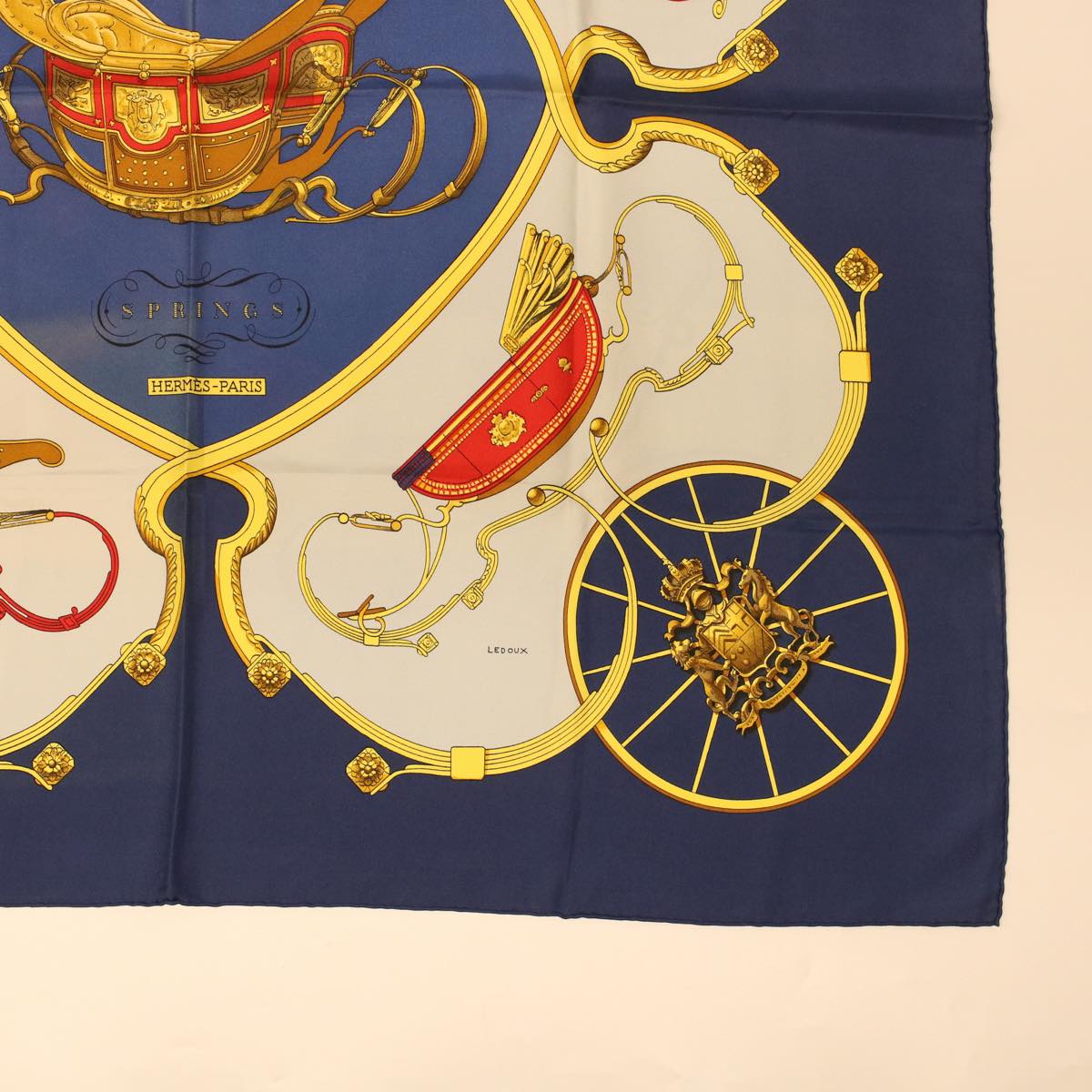 HERMES Carre 90 SPRINGS Scarf Navy Gray Auth 45106