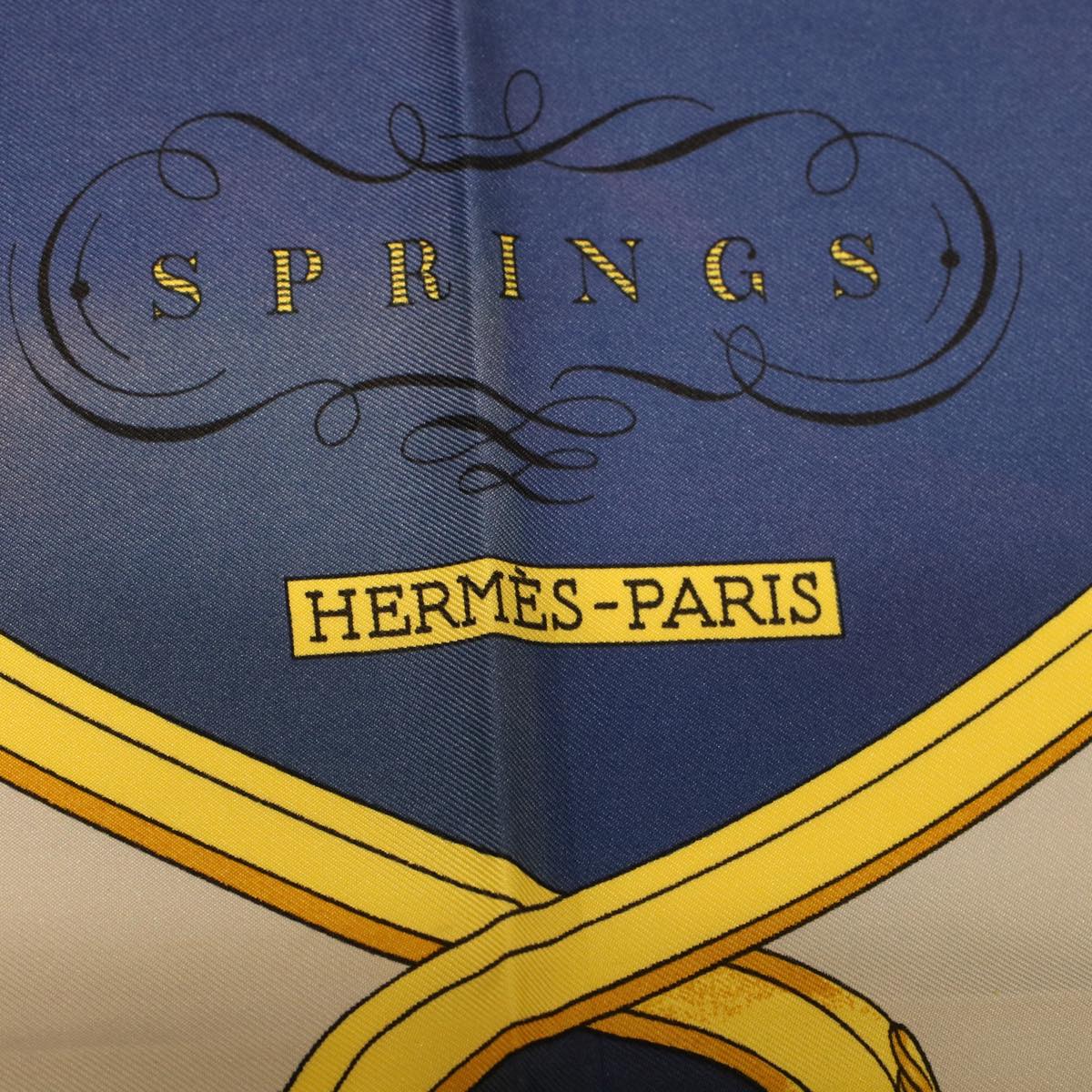 HERMES Carre 90 SPRINGS Scarf Navy Gray Auth 45106