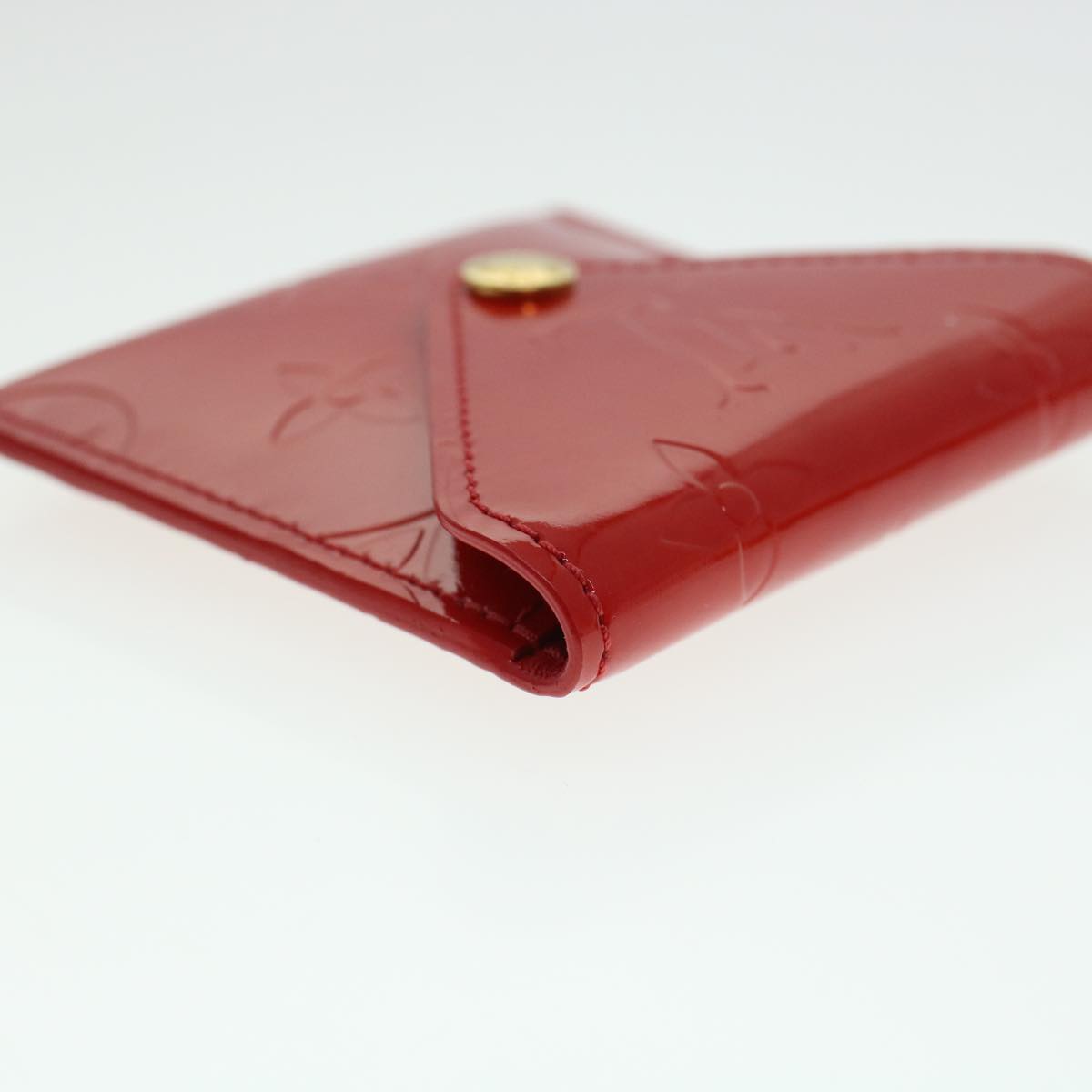 LOUIS VUITTON Vernis Korea Cube Coin Purse Rouge M04100 LV Auth 45274