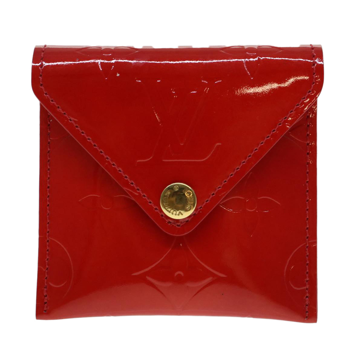 LOUIS VUITTON Vernis Korea Cube Coin Purse Rouge M04100 LV Auth 45274