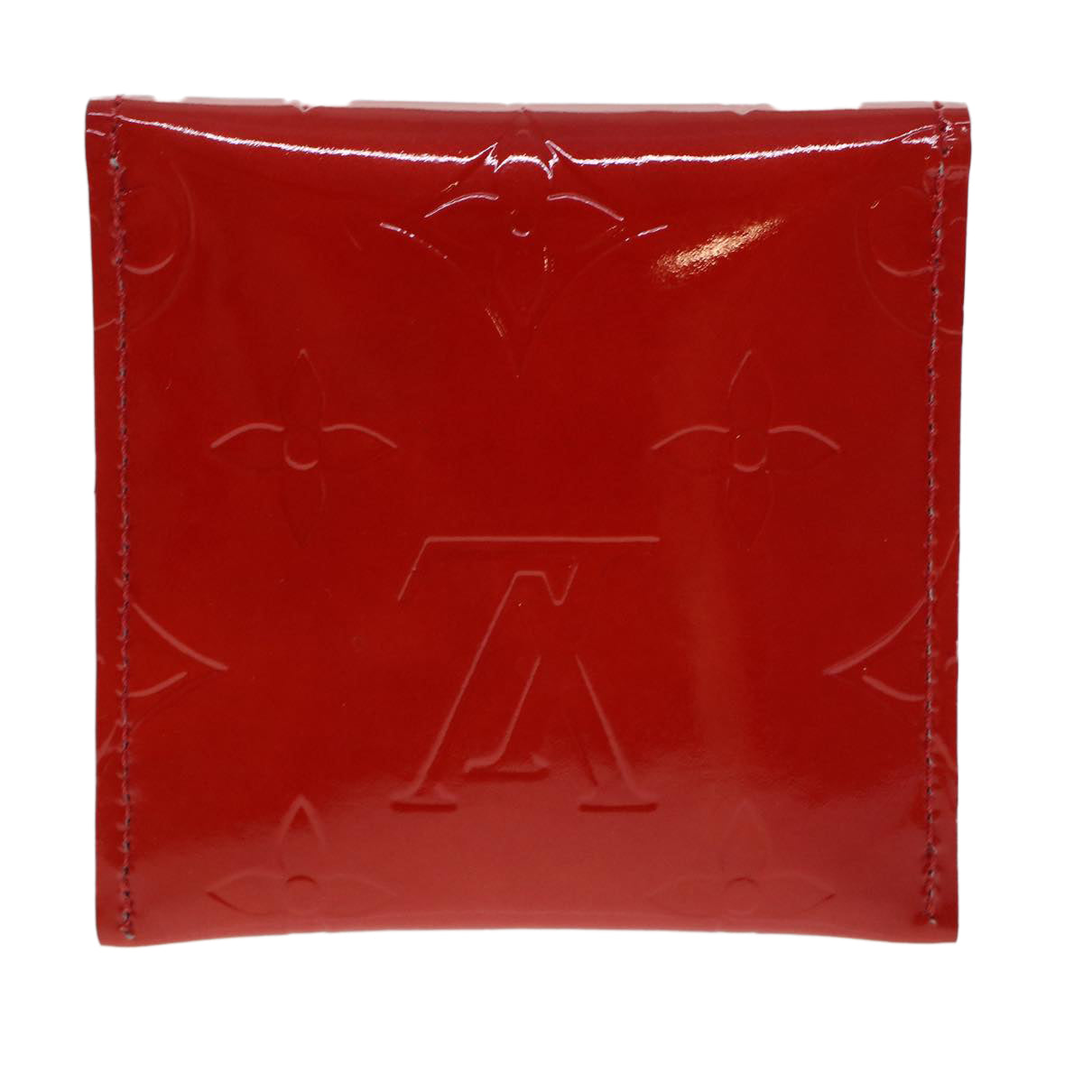 LOUIS VUITTON Vernis Korea Cube Coin Purse Rouge M04100 LV Auth 45274