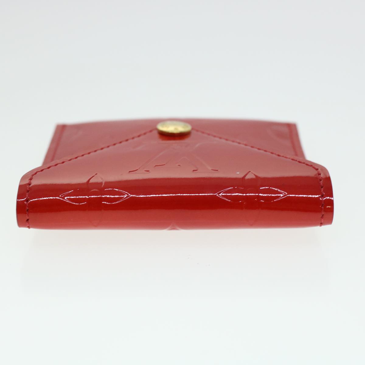 LOUIS VUITTON Vernis Korea Cube Coin Purse Rouge M04100 LV Auth 45274