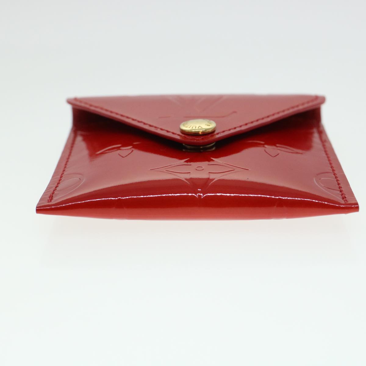 LOUIS VUITTON Vernis Korea Cube Coin Purse Rouge M04100 LV Auth 45274