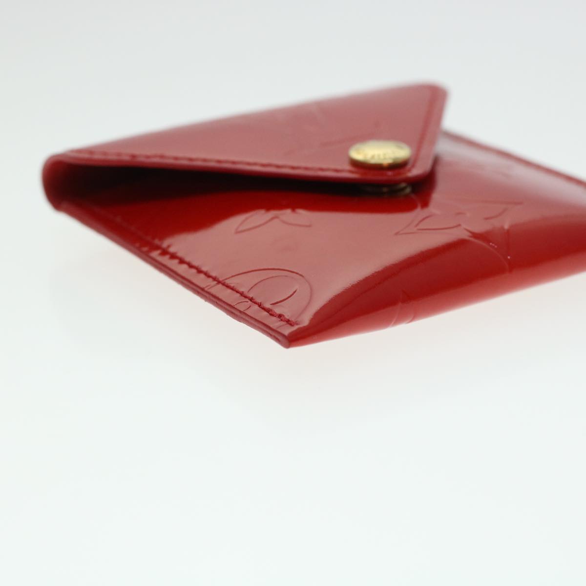 LOUIS VUITTON Vernis Korea Cube Coin Purse Rouge M04100 LV Auth 45274