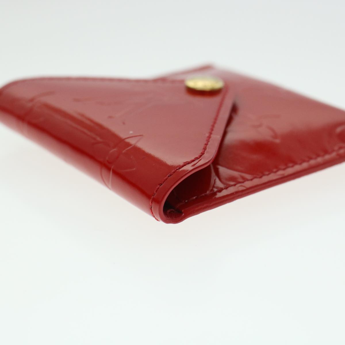 LOUIS VUITTON Vernis Korea Cube Coin Purse Rouge M04100 LV Auth 45274